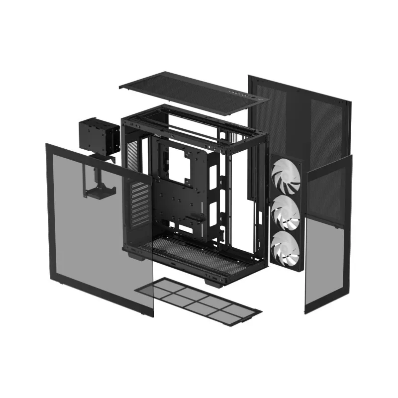 PC korpuss DeepCool CH780 Tower — Full Tower, E-ATX atbalsts, rūdīts stikls, aRGB, USB-C, max GPU 480mm
