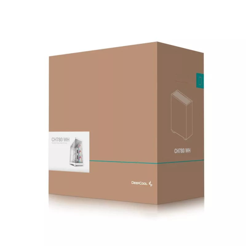 PC korpuss DeepCool CH780 WH Tower White — Full Tower, E-ATX, rūdīts stikls, aRGB, 48 cm GPU, 13.2 cm CPU dzesētājs