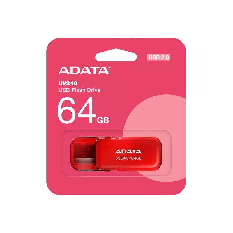 ADATA UV240 USB zibatmiņa 64 GB USB Type-A 2.0 Sarkana