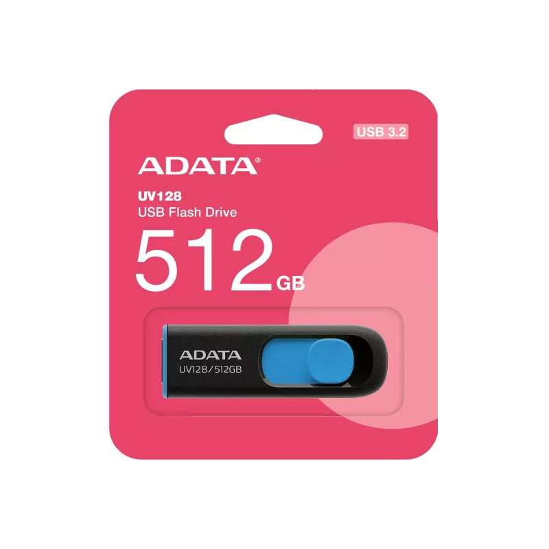 ADATA UV128 USB zibatmiņa 512 GB USB Type-A 3.2 Gen 1 (3.1 Gen 1) melna, zila
