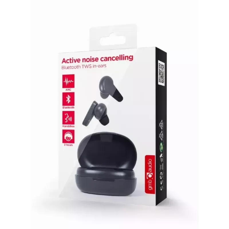 GEMBIRD Malmo bezvadu TWS austiņas ar ANC - stereo - Bluetooth - melna