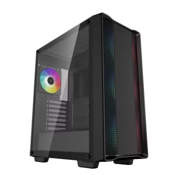 PC korpuss DeepCool CC560 ARGB V2 Midi Tower Melns — ATX/Micro‑ATX/Mini‑ITX, rūdīts stikls, aRGB, atbalsta līdz 370 mm GPU