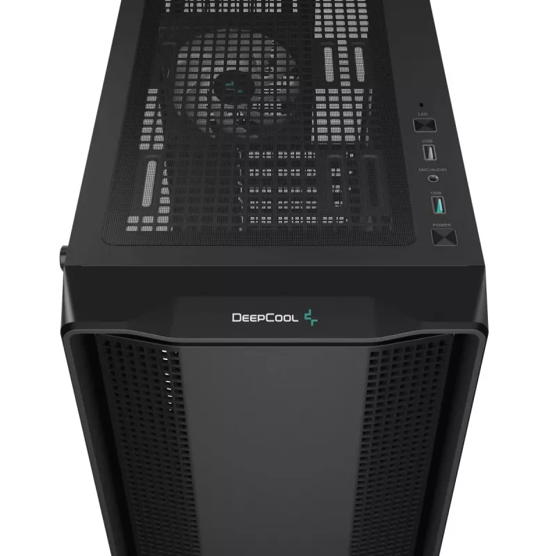 PC korpuss DeepCool CC560 ARGB V2 Midi Tower Melns — ATX/Micro‑ATX/Mini‑ITX, rūdīts stikls, aRGB, atbalsta līdz 370 mm GPU