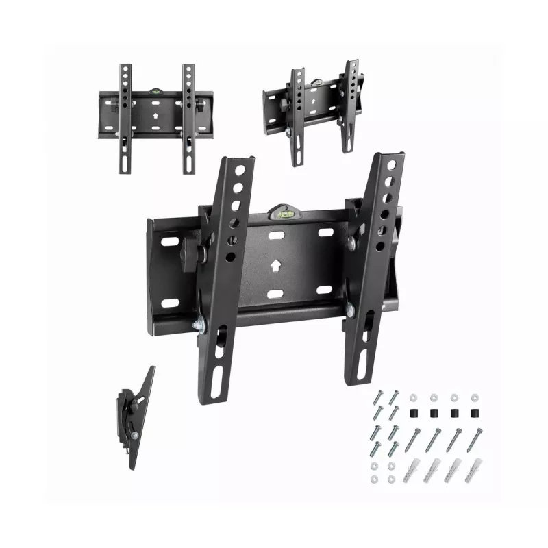 Sienas TV kronšteins Gembird WM-42T-02 23–42 collu televizoriem, slīpums -12°/+12°, VESA 75x75–200x200, 30 kg, melns, 5,3 cm