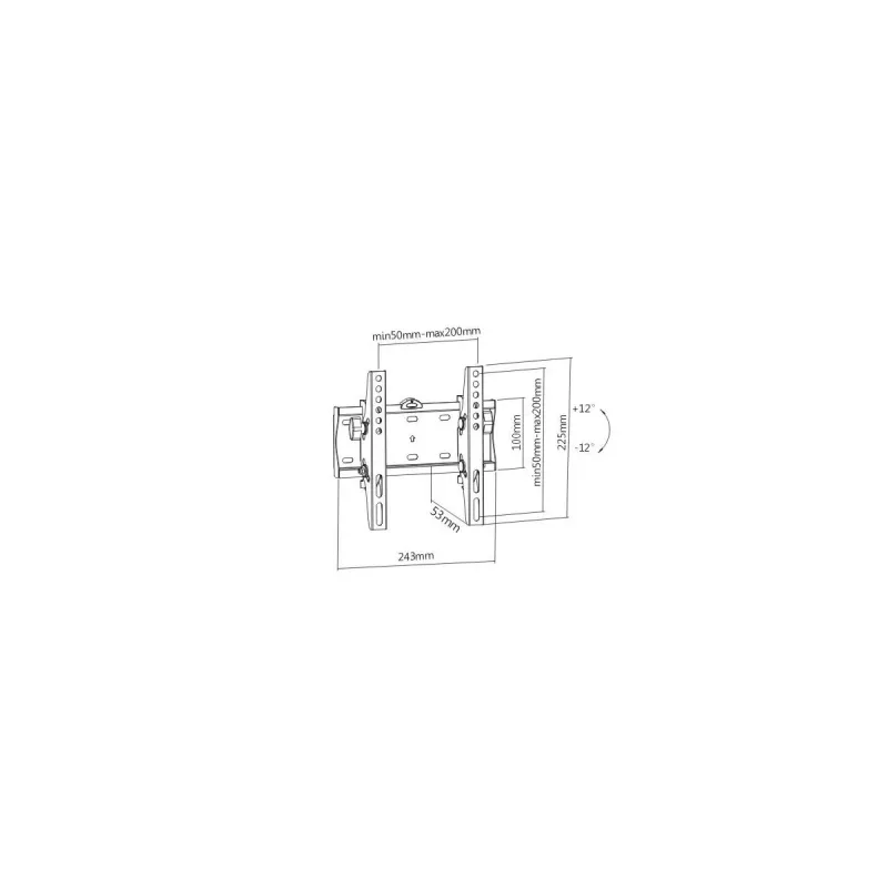 Sienas TV kronšteins Gembird WM-42T-02 23–42 collu televizoriem, slīpums -12°/+12°, VESA 75x75–200x200, 30 kg, melns, 5,3 cm