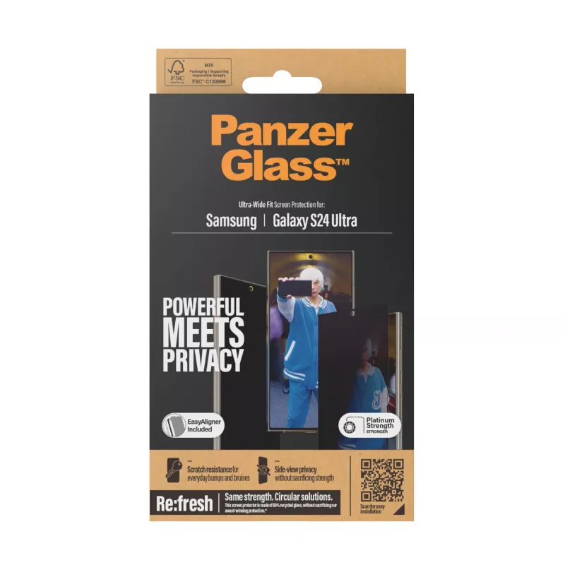 PanzerGlass® Privātuma ekrāna aizsargs Samsung Galaxy S24 Ultra | Īpaši platā pielāgošanās ar EasyAligner