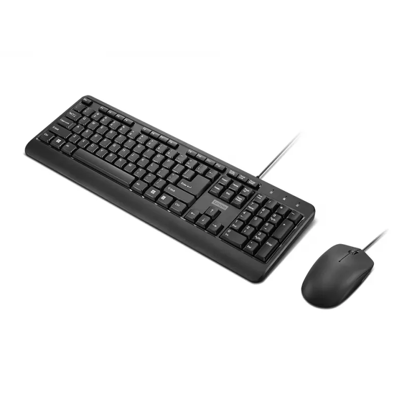 Lenovo 160 tastatūra, pele komplektā, mājai/birojam, USB, ASV angļu, melna
