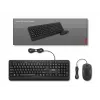 Lenovo 160 tastatūra, pele komplektā, mājai/birojam, USB, ASV angļu, melna