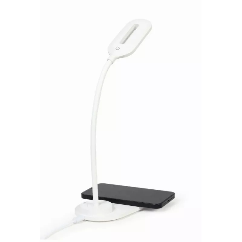 GEMBIRD galda lampa ar bezvadu lādētāju, balta
