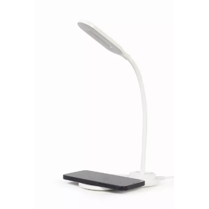 GEMBIRD galda lampa ar bezvadu lādētāju, balta