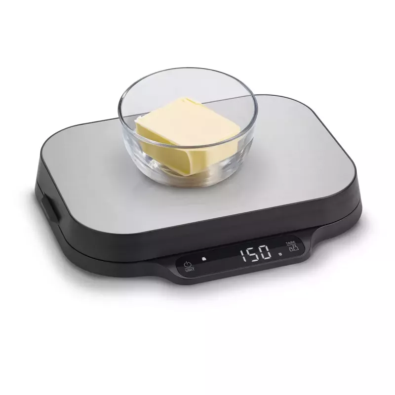 Virtuves svari Caso KitchenDuo 03291 — digitālie virtuves svari, nerūsējošais tērauds un melns, LED displejs, 5 kg ietilpība, taras funkcija