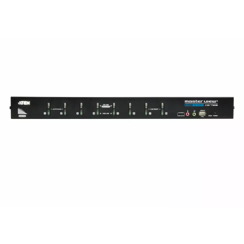 ATEN 8 portu USB DVI KVM slēdzis ar audio, 2048 x 1536 pikseļi, QXGA, 4.53 W, melns