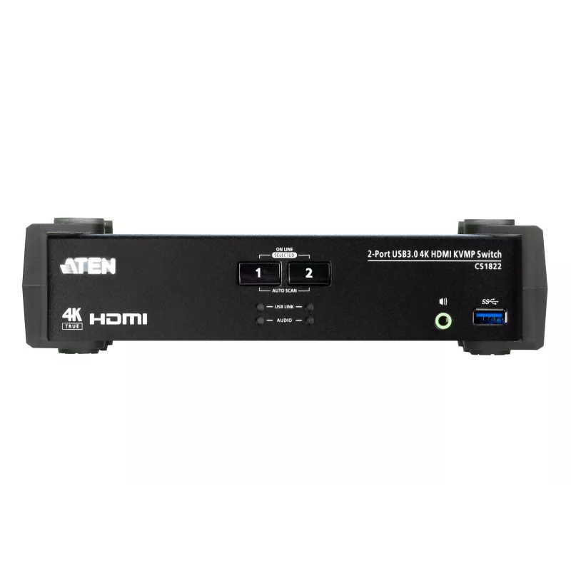 ATEN 2 pieslēgvietu USB 3.0 4K HDMI KVMP™ pārslēgs ar audio miksera režīmu
