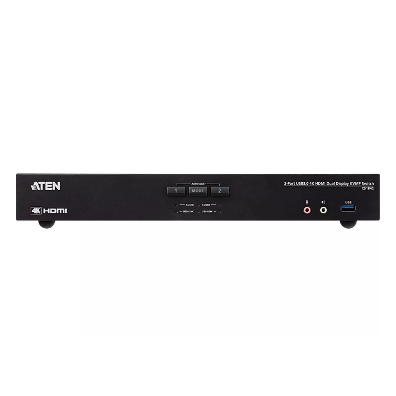 ATEN 2-portu USB 3.0 4K HDMI divu displeju KVMP™ slēdzis, 4096 x 2160 pikseļi, 4K Ultra HD, 3,17 W, melns