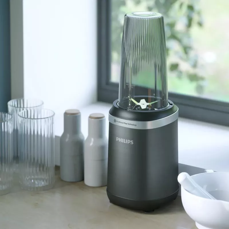 Galda blenderis Philips 5000 sērija HR2766/00 — 1000 W, 0,7 L bļoda, 0,3 L smalcinātājs, Melns/Nerūsējošais tērauds