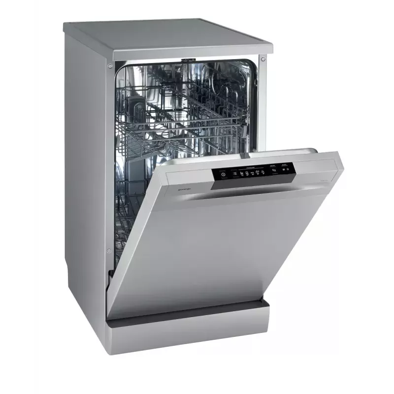 Brīvi stāvoša trauku mazgājamā mašīna Gorenje GS520E15S, šaurā 45 cm, 9 trauku komplekti, 47 dB, pelēka