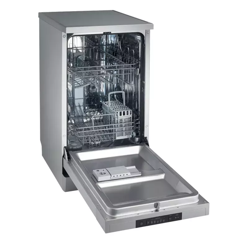 Brīvi stāvoša trauku mazgājamā mašīna Gorenje GS520E15S, šaurā 45 cm, 9 trauku komplekti, 47 dB, pelēka