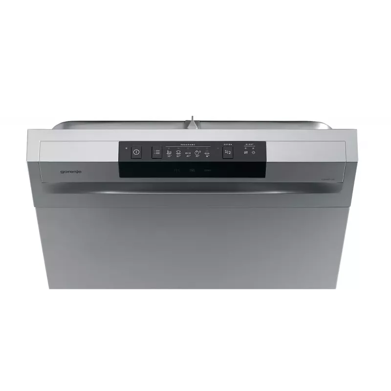 Brīvi stāvoša trauku mazgājamā mašīna Gorenje GS520E15S, šaurā 45 cm, 9 trauku komplekti, 47 dB, pelēka