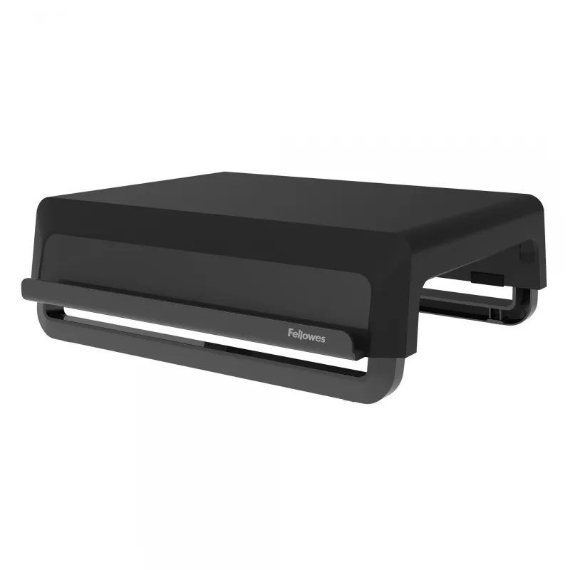 Fellowes datora monitora statīvs ar 3 augstuma regulējumiem - Breyta monitora paaugstinājums ar kabeļu pārvaldību - ergonomisks regulējams monitora statīvs datoriem - maks. svars 15 kg - melns