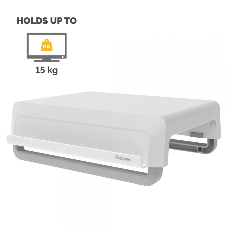 Fellowes Breyta 100016561 monitora paceltne, 3 augstuma pozīcijas, pārnēsājama ar rokturi, balta