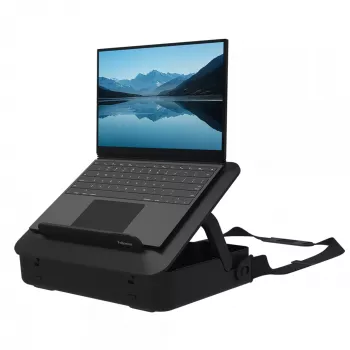 Fellowes klēpjdatora pārnēsājamā soma ar iebūvētu klēpjdatora statīvu - Breyta bloķējamā klēpjdatora pārnēsājamā soma hibrīddarbam un klēpjdatoriem līdz 14 collām/4 kg - melna