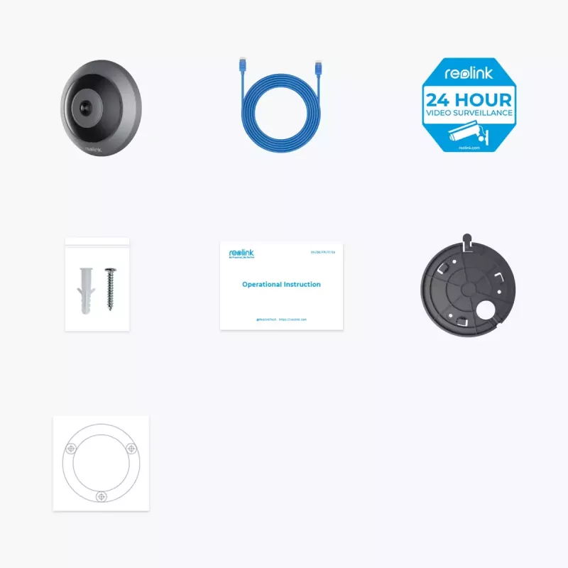 IP drošības kamera Reolink Fisheye P520 6MP kupolveida, 2560×2560, 180° zivsacs, PoE/līdzstrāva, microSD līdz 256 GB