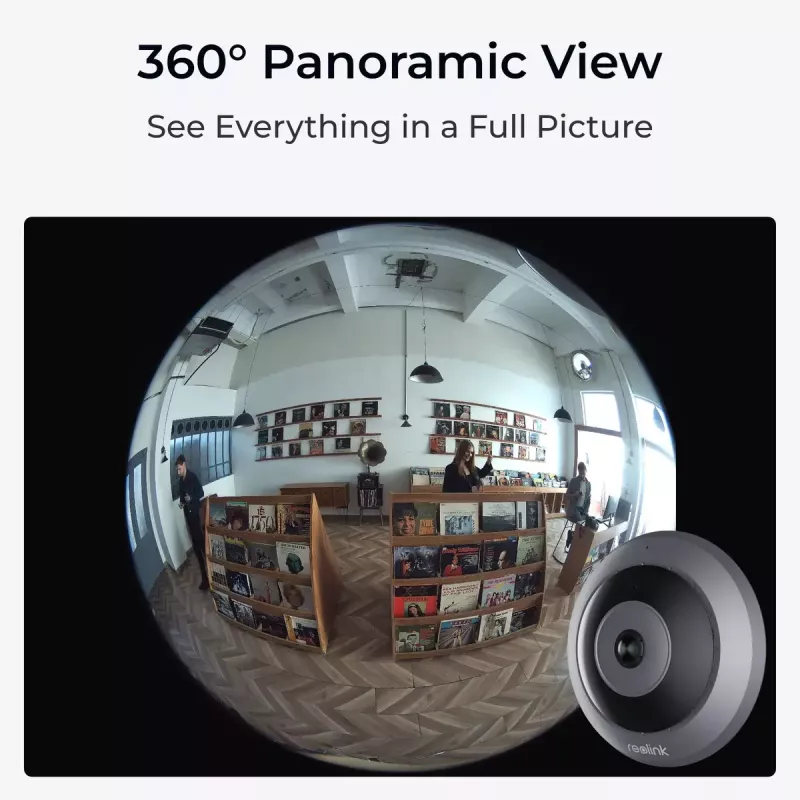 IP drošības kamera Reolink Fisheye P520 6MP kupolveida, 2560×2560, 180° zivsacs, PoE/līdzstrāva, microSD līdz 256 GB