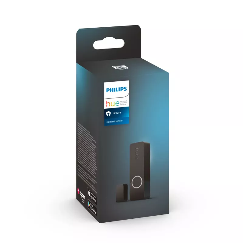 Philips Secure kontaktu sensors, Bezvadu, ZigBee, Melns, Durvis/Logs, Līmlente/Skrūve, III