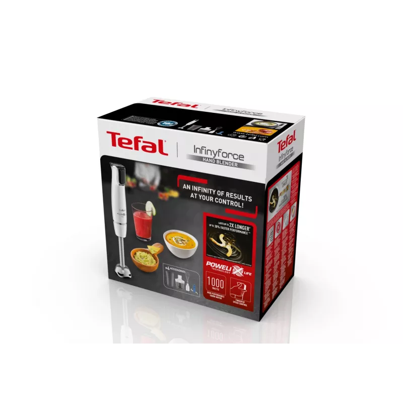 Tefal InfinyForce HB9441 0,8 L iegremdējamais blenderis 1000 W Balts