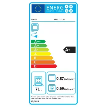 Iebūvējamā cepeškrāsns Bosch Serie 8 HBG7721B1 — elektriskā, 71 L, pirolītiskā tīrīšana, skārienvadība, Wi‑Fi, halogēna lampa, melna