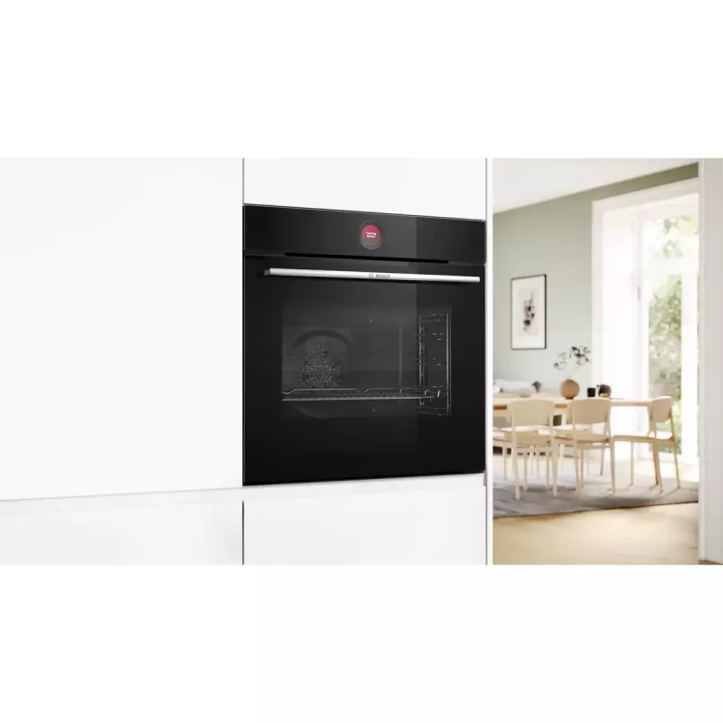Iebūvējamā cepeškrāsns Bosch Serie 8 HBG7721B1 — elektriskā, 71 L, pirolītiskā tīrīšana, skārienvadība, Wi‑Fi, halogēna lampa, melna