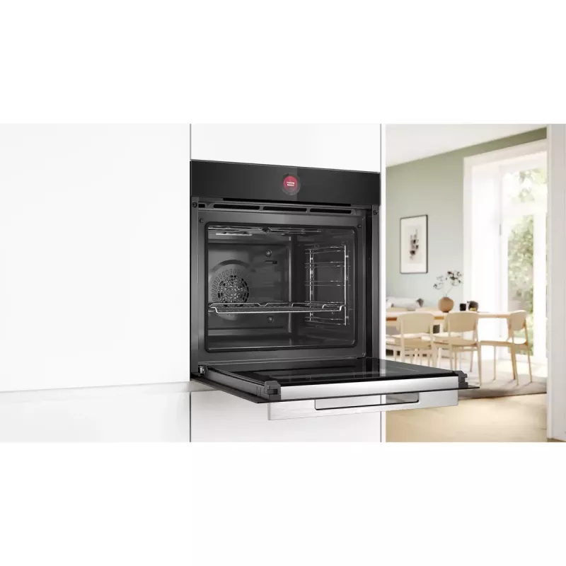 Iebūvējamā cepeškrāsns Bosch Serie 8 HBG7721B1 — elektriskā, 71 L, pirolītiskā tīrīšana, skārienvadība, Wi‑Fi, halogēna lampa, melna