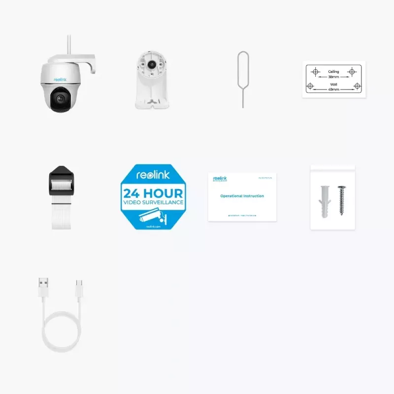 IP novērošanas kamera Reolink Argus Series B430 — 5 MP, bezvadu, akumulators/saules baterija 6000 mAh, kupola, iekštelpām/ārtelpām, PIR, 355° panoramēšana, 140° slīpums