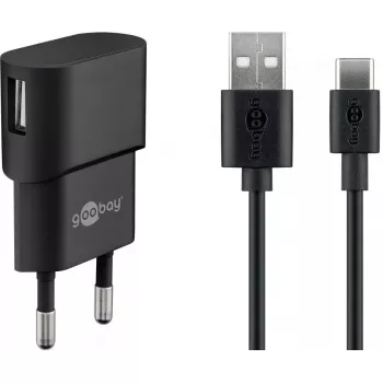 Iekštelpu lādētājs GOOBAY 45298 – universāls USB 5V 1m, AC 100–240V, 5 W, melns