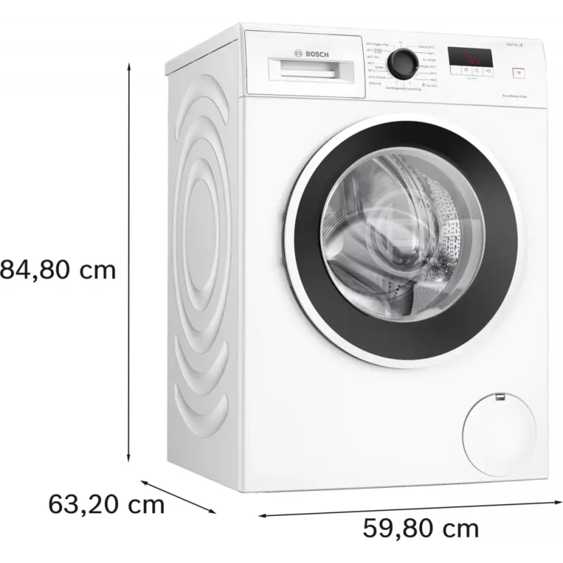 Bosch Serie 2 WGE0240ASN veļas mazgājamā mašīna ar priekšējo ielādi 7 kg 1351 RPM Balta