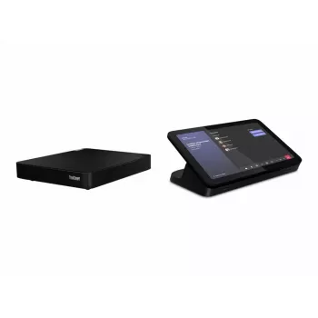 Konferenču kontrolieris Lenovo ThinkSmart 12QL0004MT programmai Zoom, kompakts melns bloks sanāksmju vadībai