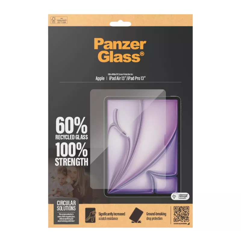 PanzerGlass ® Ekrāna aizsargs iPad Air 13'' (2024-2026) | iPad Pro 13'' (2024-2025) | Ultra-Wide Fit