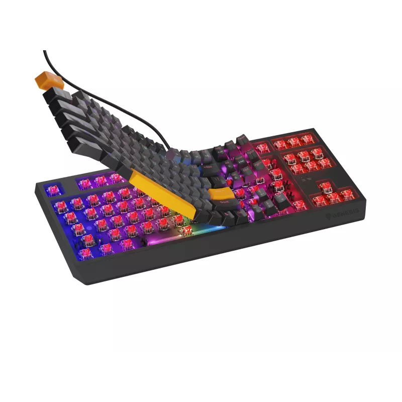 GENESIS Thor 230 TKL tastatūra Gaming USB + RF Wireless + Bluetooth QWERTY Melna, Pelēka, Oranža