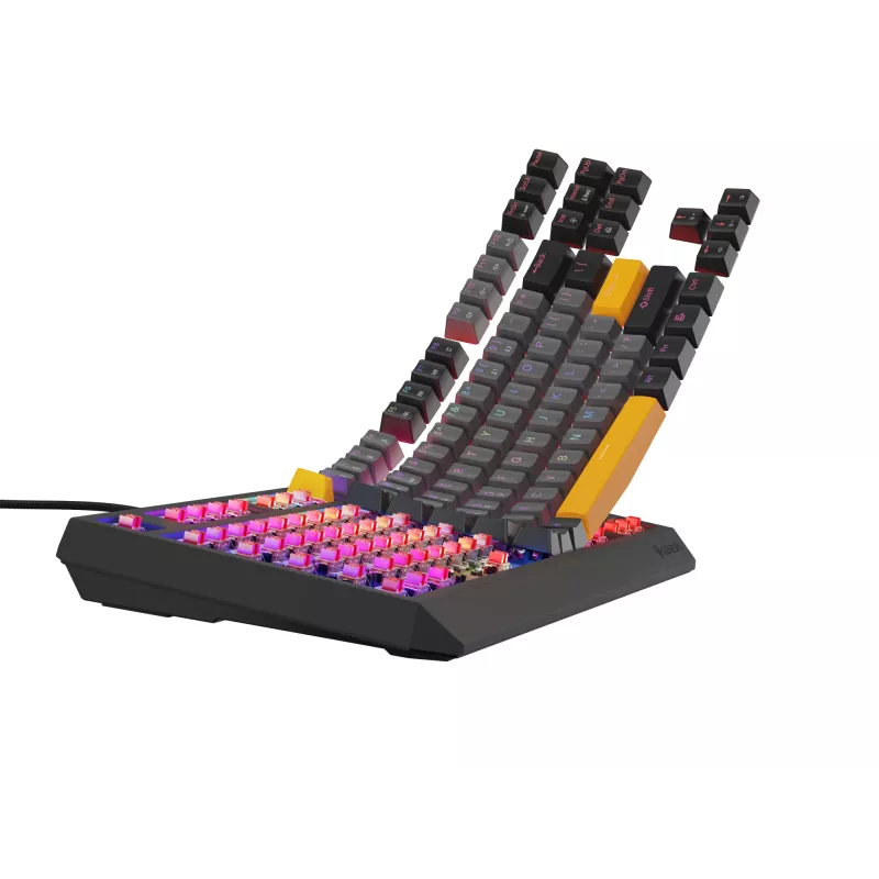 GENESIS Thor 230 TKL tastatūra Gaming USB + RF Wireless + Bluetooth QWERTY Melna, Pelēka, Oranža