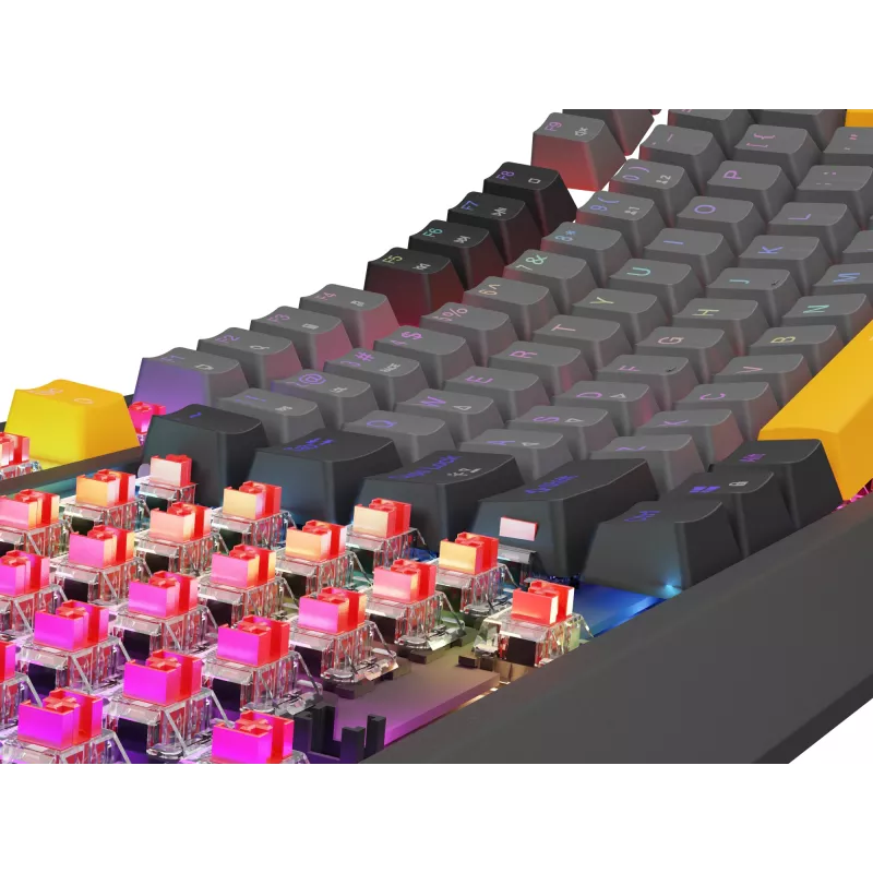 GENESIS Thor 230 TKL tastatūra Gaming USB + RF Wireless + Bluetooth QWERTY Melna, Pelēka, Oranža