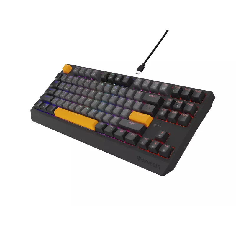 GENESIS Thor 230 TKL tastatūra Gaming USB + RF Wireless + Bluetooth QWERTY Melna, Pelēka, Oranža