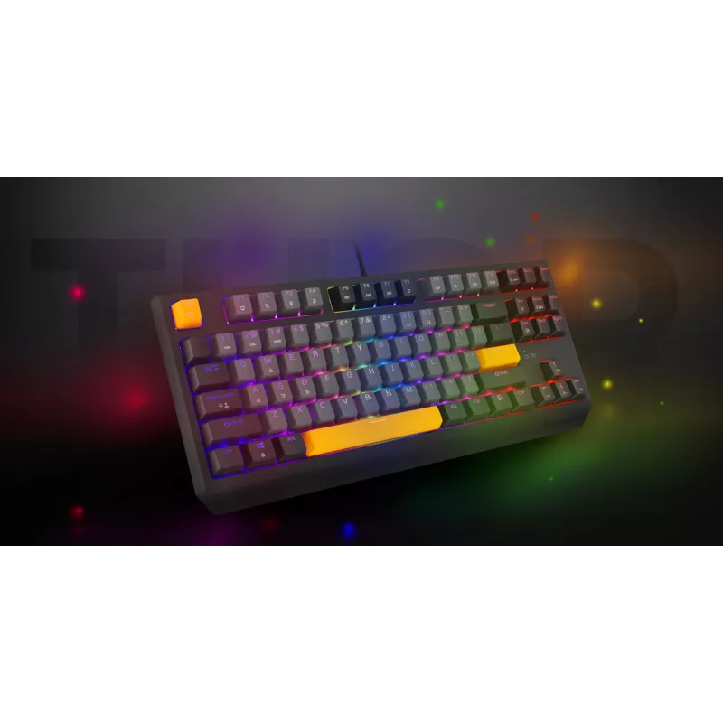 GENESIS Thor 230 TKL tastatūra Gaming USB + RF Wireless + Bluetooth QWERTY Melna, Pelēka, Oranža