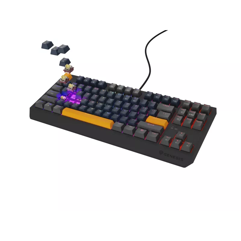 GENESIS THOR 230 TKL tastatūra Gaming USB + RF Wireless + Bluetooth QWERTY Melna, Zila, Pelēka, Oranža