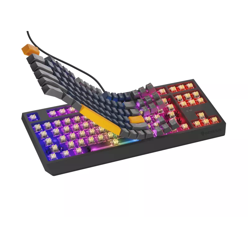 GENESIS THOR 230 TKL tastatūra Gaming USB + RF Wireless + Bluetooth QWERTY Melna, Zila, Pelēka, Oranža
