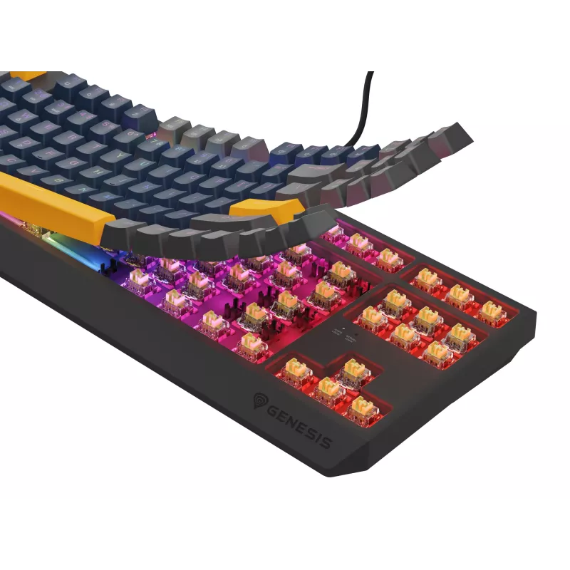 GENESIS THOR 230 TKL tastatūra Gaming USB + RF Wireless + Bluetooth QWERTY Melna, Zila, Pelēka, Oranža