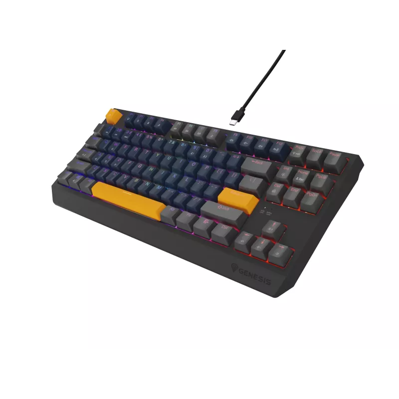 GENESIS THOR 230 TKL tastatūra Gaming USB + RF Wireless + Bluetooth QWERTY Melna, Zila, Pelēka, Oranža