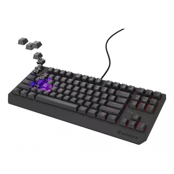 Mehāniskā spēļu tastatūra Genesis Thor 230 TKL — Tenkeyless, US QWERTY, Outemu Brown slēdži, RGB, 1000 Hz, USB