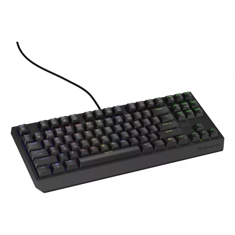 Mehāniskā spēļu tastatūra Genesis Thor 230 TKL — Tenkeyless, US QWERTY, Outemu Brown slēdži, RGB, 1000 Hz, USB