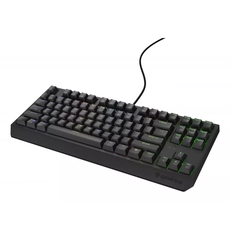 Mehāniskā spēļu tastatūra Genesis Thor 230 TKL — Tenkeyless, US QWERTY, Outemu Brown slēdži, RGB, 1000 Hz, USB