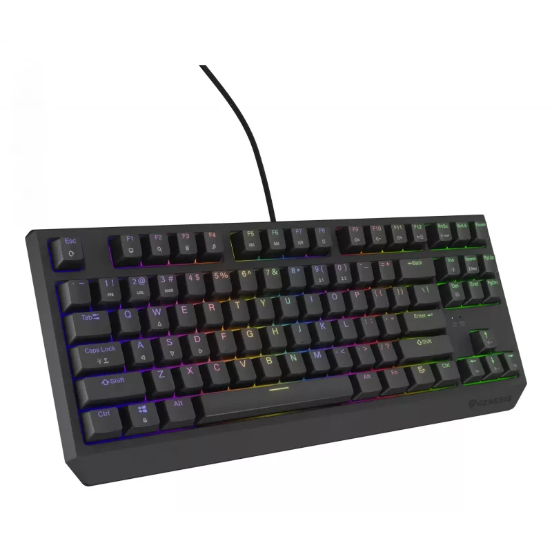 Mehāniskā spēļu tastatūra Genesis Thor 230 TKL — Tenkeyless, US QWERTY, Outemu Brown slēdži, RGB, 1000 Hz, USB